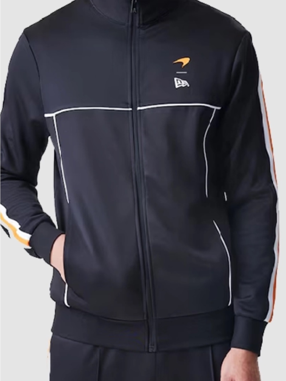 New Era Black Windbreaker Jacket with Orange & White Piping